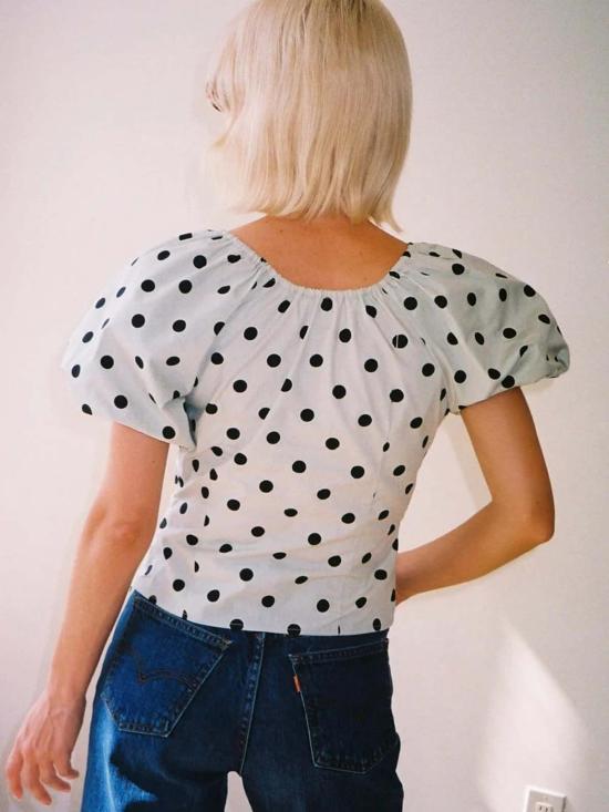  Lisa Says Gah 블라우스 리사 세즈 가 민트 칩 도트 마가렛 탑 - OTHER BRANDS