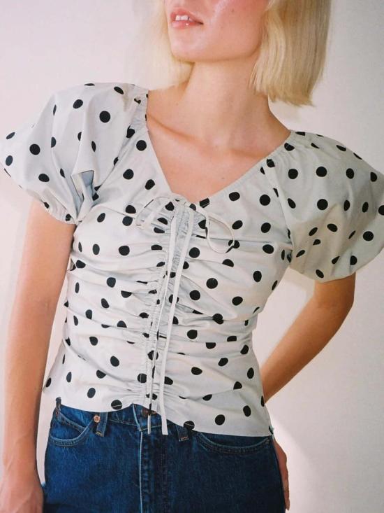  Lisa Says Gah 블라우스 리사 세즈 가 민트 칩 도트 마가렛 탑 - OTHER BRANDS