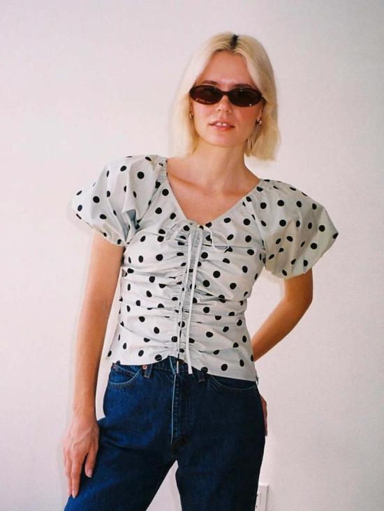  Lisa Says Gah 블라우스 리사 세즈 가 민트 칩 도트 마가렛 탑 - OTHER BRANDS