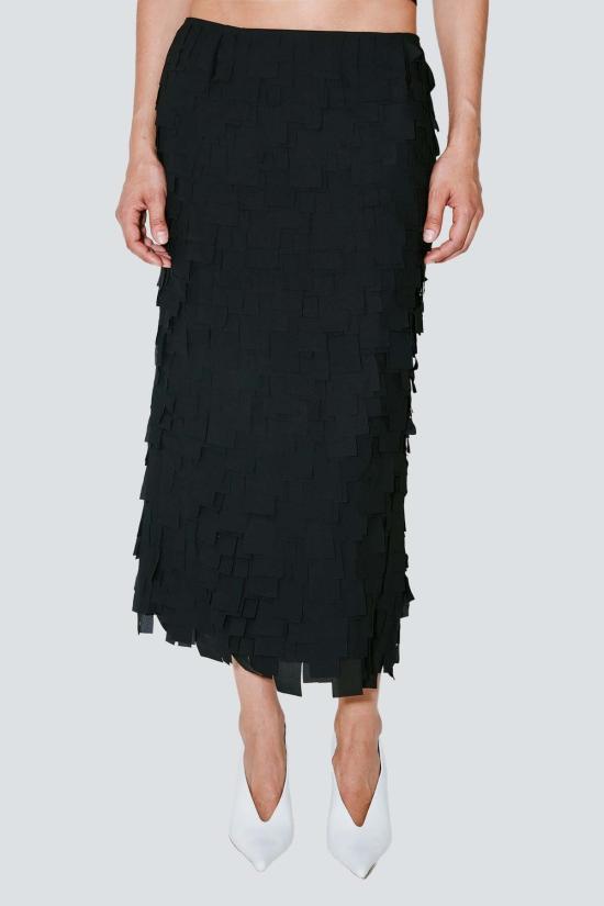  파콘 자크민 롱 스커트 블랙 줄리아 프린지