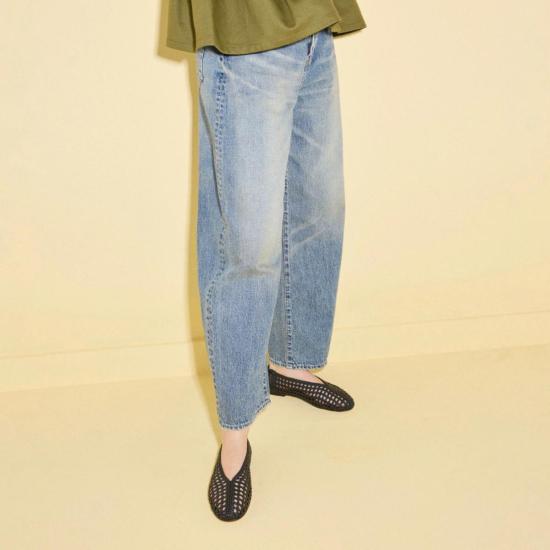  프레다 살바도르 플랫 슈즈 라일리 오픈 위브 발레 플랫 블랙 우븐 카프 - FREDA SALVADOR