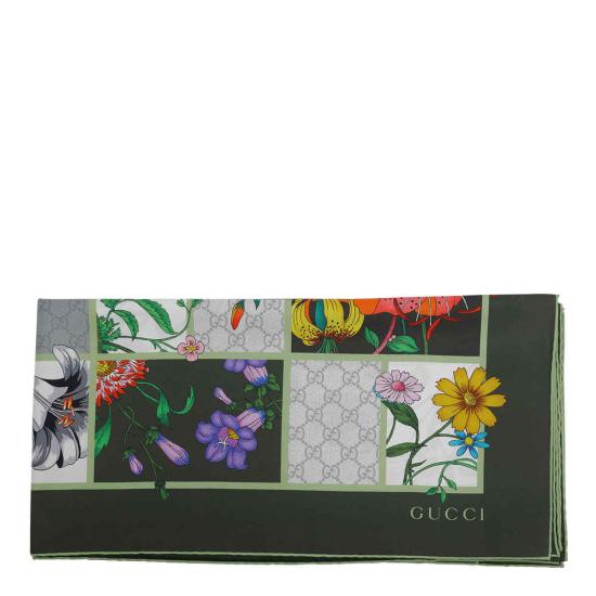  구찌 머플러/스카프 플로럴 프린트 스카프 그린