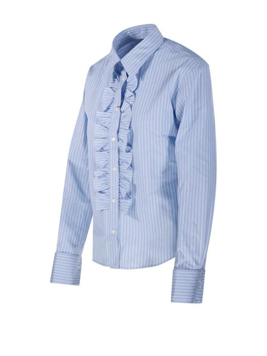 26SS 아미 코튼 롱 슬리브 러플 어드저스티드 셔츠 캐시미어 FSH821CO0219 4844BLEUCACHE - AMI