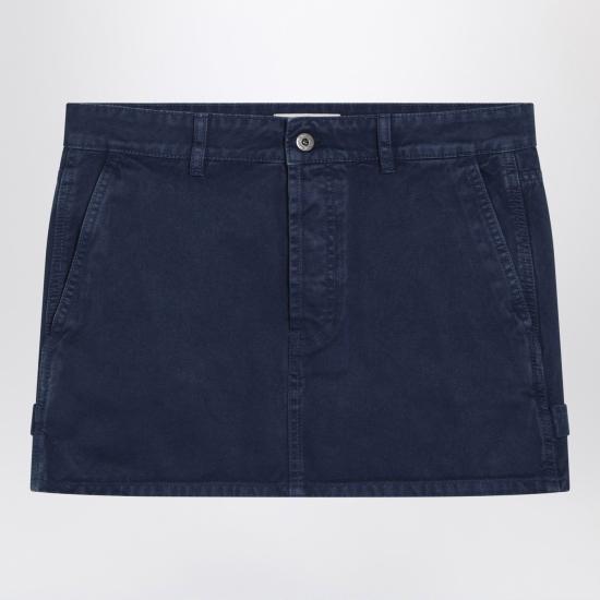 25SS 미우미우 로고 아플리케 미니 스커트 MG2340OOO1350 F0589 Indigo Blue