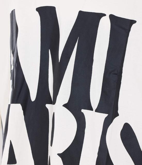  아미 반팔 티셔츠 알렉상드르 마티우시  파리 프린트 오버사이즈 티셔츠 화이트 - AMI