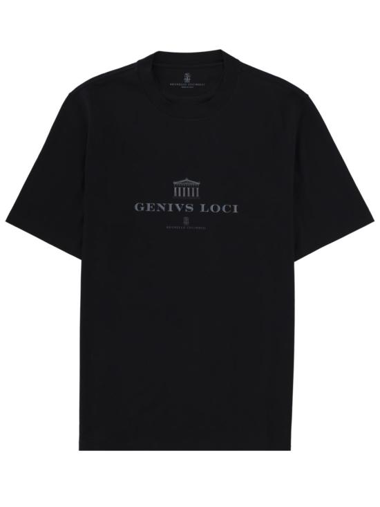  브루넬로 쿠치넬리 반팔 티셔츠 프린트 티셔츠 블랙