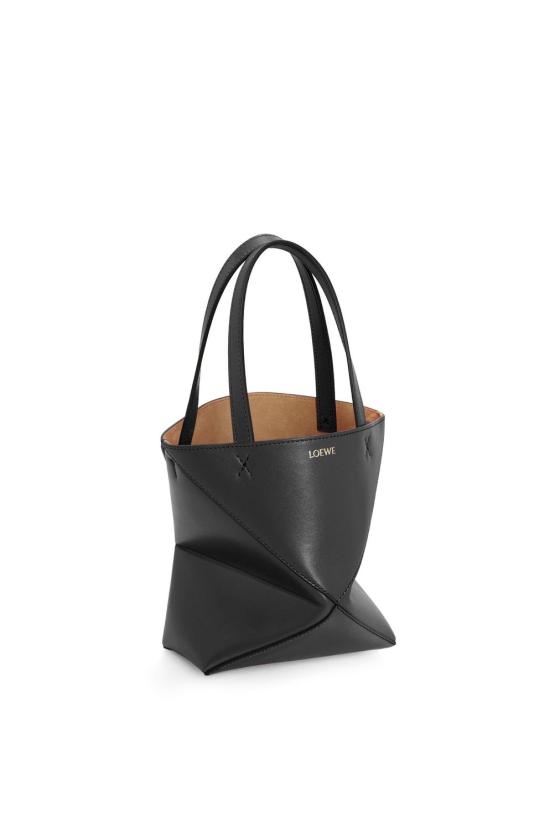 25SS 로에베 샤이니 카프스킨 미니 퍼즐 폴드 토트백 A657V25X01 1100 BLACK - LOEWE