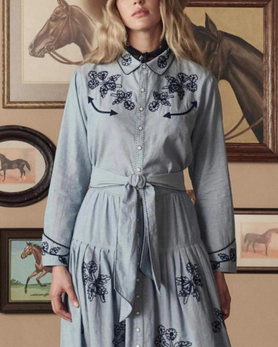  더 그레이트 탑 . 자수 웨스턴 셔츠 샴브레이 - THE GREAT