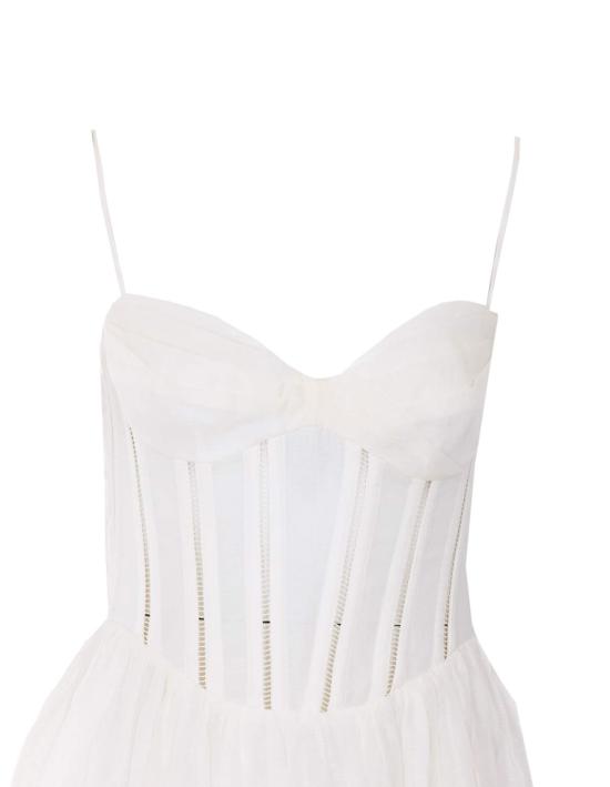  짐머만 미디 원피스 루나 코르셋 미디 드레스 화이트 - ZIMMERMANN