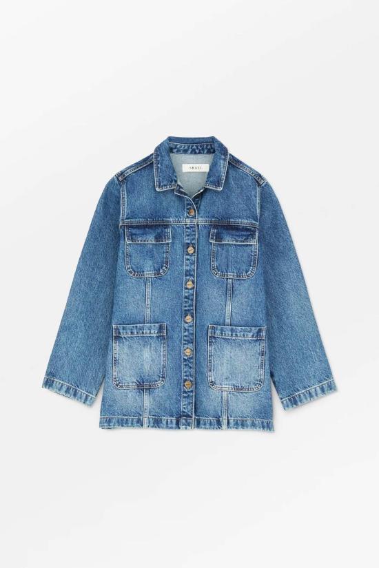  Skall 데님 자켓 스칼 마고 셔츠 오버셔츠 슬라우치 블루 - SKALL