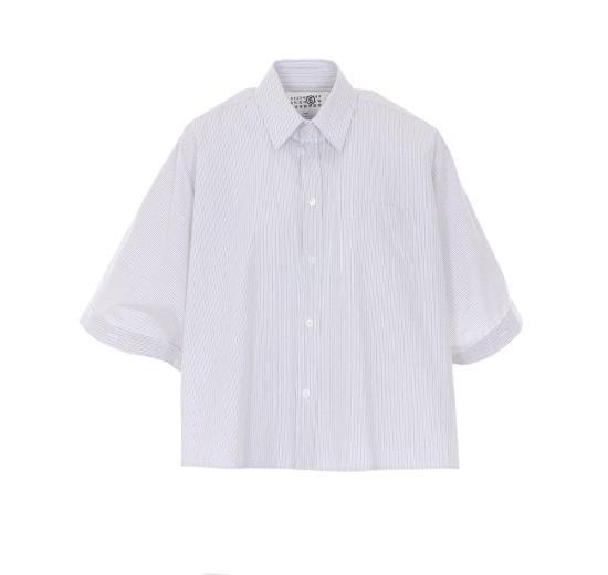  MM6 메종마르지엘라 셔츠 Mm6 메종 마르지엘라 오버사이즈 크롭 셔츠 그레이