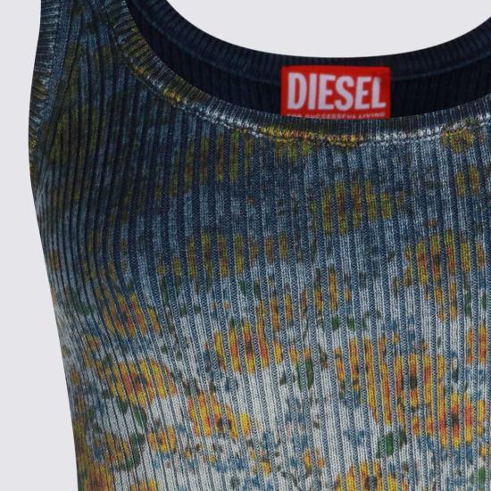  디젤 롱 원피스 블루 코튼 롱 드레스 블루 - DIESEL