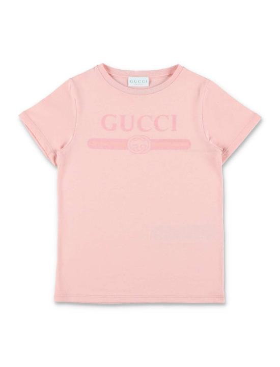  [키즈] 구찌 티셔츠 키즈  코튼 로고 티셔츠  스무스 핑크