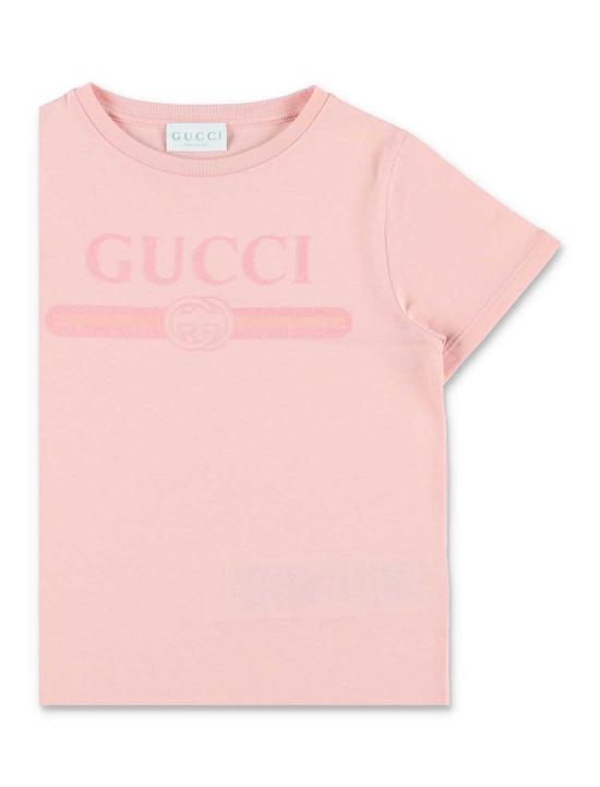  [키즈] 구찌 티셔츠 키즈  코튼 로고 티셔츠  스무스 핑크 - GUCCI