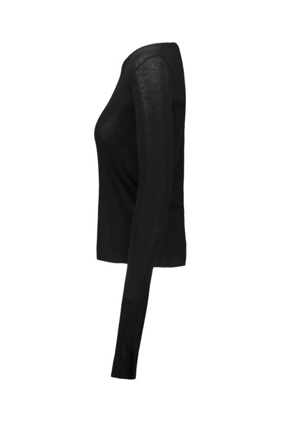  릭 오웬스 긴팔 티셔츠 블랙 크롭 티셔츠 - RICK OWENS