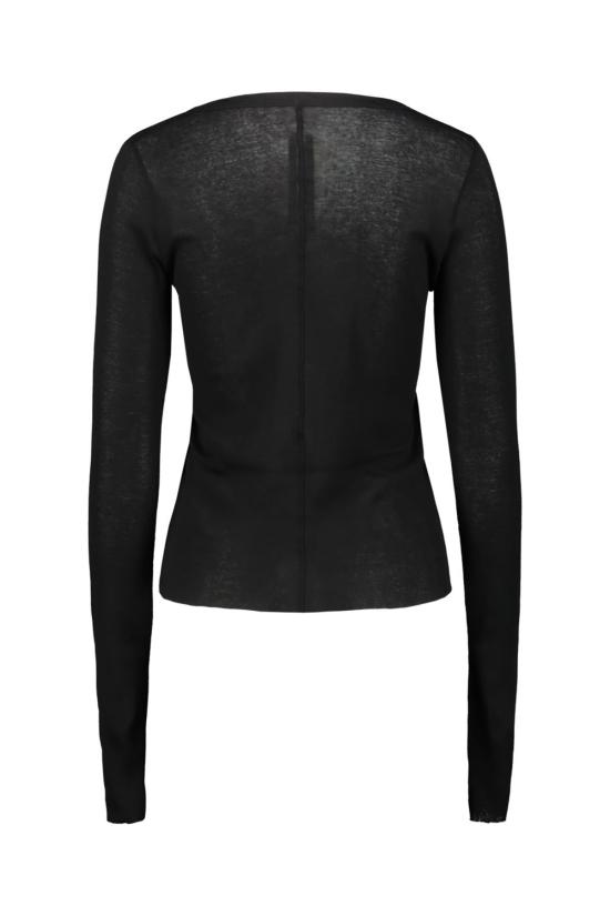  릭 오웬스 긴팔 티셔츠 블랙 크롭 티셔츠 - RICK OWENS