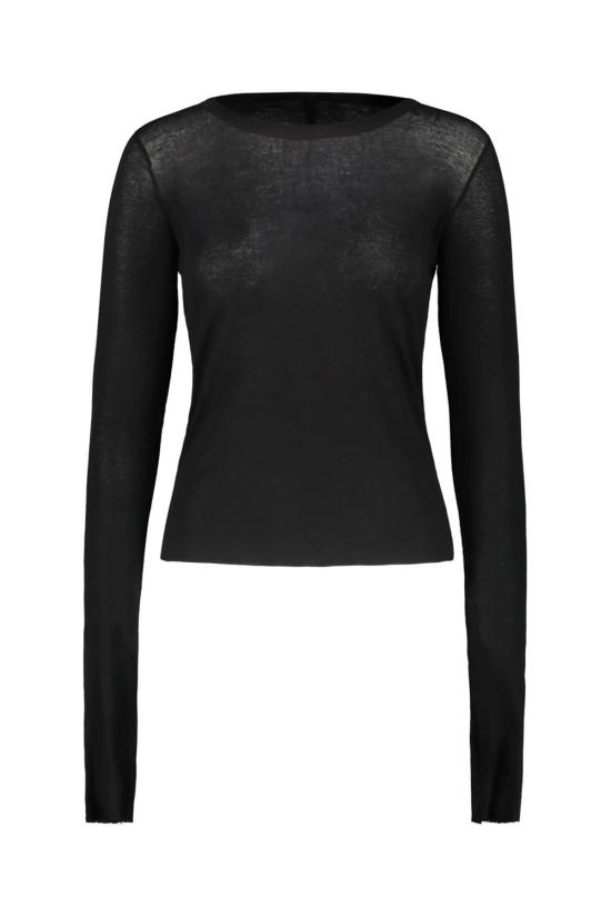  릭 오웬스 긴팔 티셔츠 블랙 크롭 티셔츠