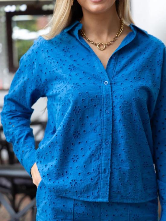  Ex Voto 셔츠 Daphne 아일렛 버튼다운  코발트 블루 - OTHER BRANDS