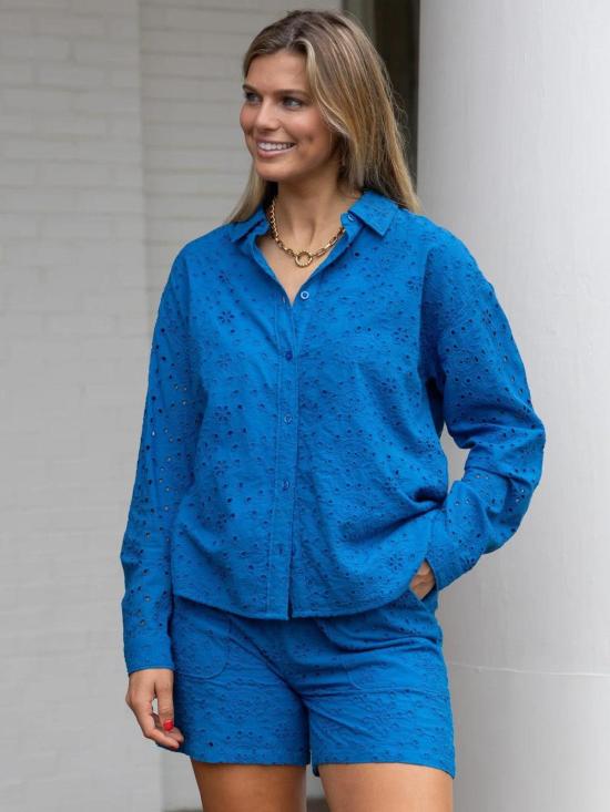  Ex Voto 셔츠 Daphne 아일렛 버튼다운  코발트 블루