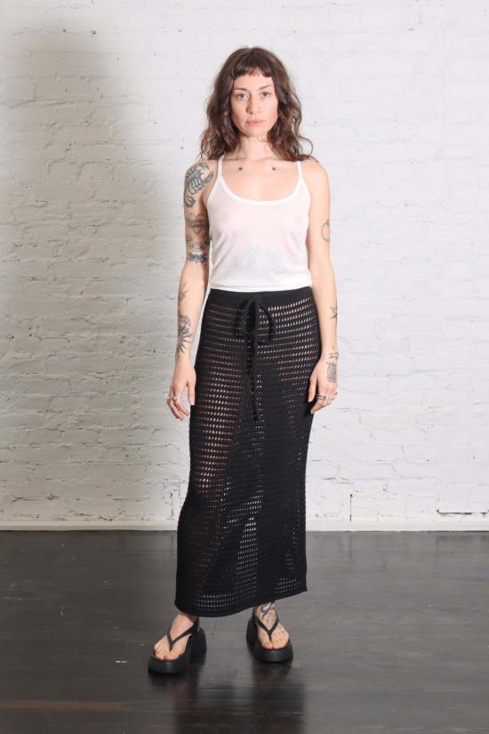  로렌 마누지안 롱 스커트 로렌 마누기안 네트  블랙 - LAUREN MANOOGIAN