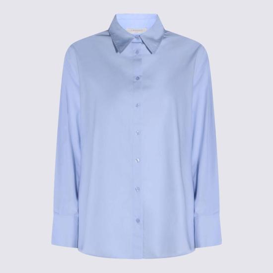  트윈셋 탑 면 셔츠 클리어 블루