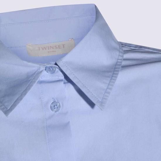 트윈셋 탑 면 셔츠 클리어 블루 - TWINSET
