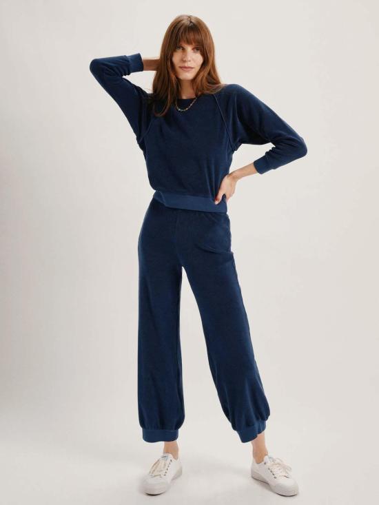  메이블앤모스 스트레이트 팬츠 수지 콘디 토스크 하이웨이스트 하렘 팬츠 네이비 - MABEL AND MOSS