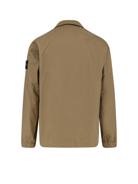  스톤 아일랜드 탑 코튼 셔츠 밀리터리 그린 - STONE ISLAND