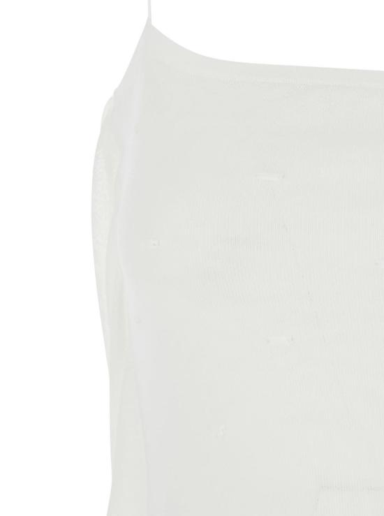  자크뮈스 롱 원피스 테크 패브릭 드레스, 스트레이트 네크라인 화이트 - JACQUEMUS