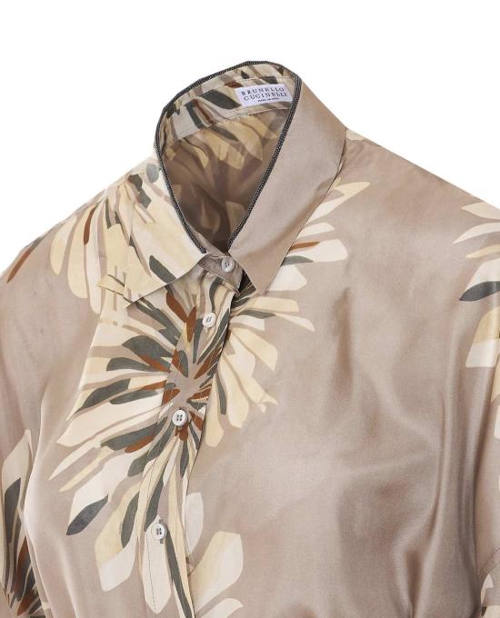  브루넬로 쿠치넬리 탑 Brunello Cucinelli 셔츠 베이지 - BRUNELLO CUCINELLI