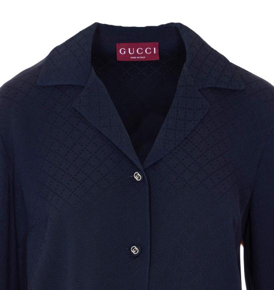  구찌 가디건 실크 자카드 셔츠 블루 - GUCCI