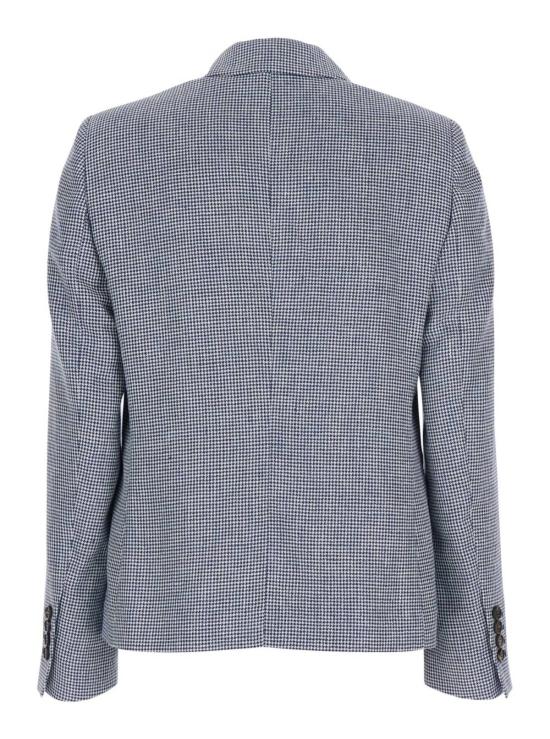  브루넬로 쿠치넬리 수트 자켓 더블 브레스트 울 블레이저 (피크 라펠 포함, 블루 색상) - BRUNELLO CUCINELLI