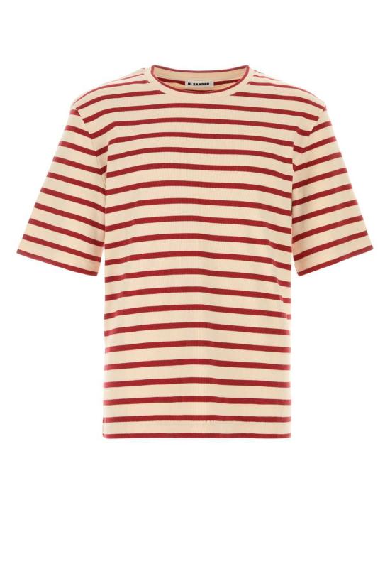  질샌더 탑 질 샌더 자수 코튼 티셔츠 솔티레드