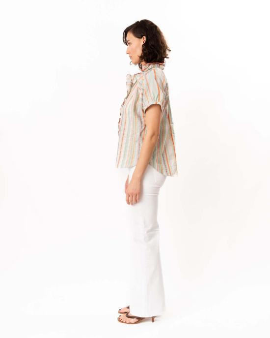  핀리 탑 프랭키 셔츠 민트/코랄 멀티 - FINLEY