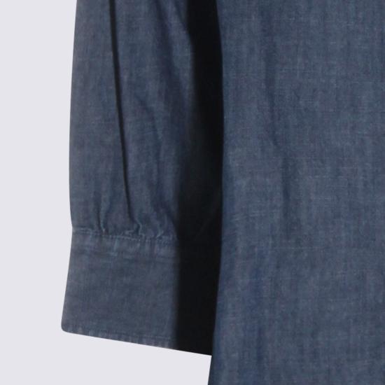  질샌더 롱 원피스 질 샌더 코튼 드레스 블루 - JIL SANDER