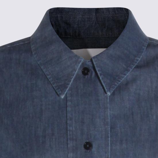  질샌더 롱 원피스 질 샌더 코튼 드레스 블루 - JIL SANDER