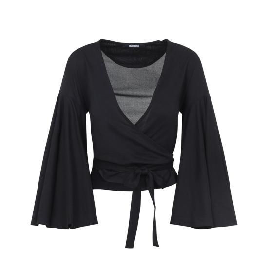  자크뮈스 블라우스 Jacquemus Le Cache Coeur Ventadou 탑 블랙 - JACQUEMUS