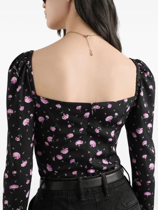 26SS 돌체앤가바나 카네이션 프린트 실크 탑 F7BH8T FSA8M HN5XX GAROFANINI F - DOLCE & GABBANA