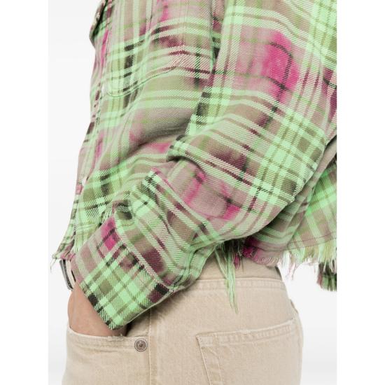 26SS 알13 크롭 워크셔츠 R13W7298 R784B PINGR GREEN PINK - R13