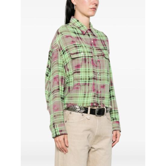 26SS 알13 크롭 워크셔츠 R13W7298 R784B PINGR GREEN PINK - R13
