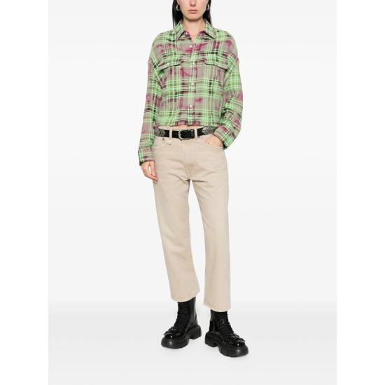 26SS 알13 크롭 워크셔츠 R13W7298 R784B PINGR GREEN PINK - R13