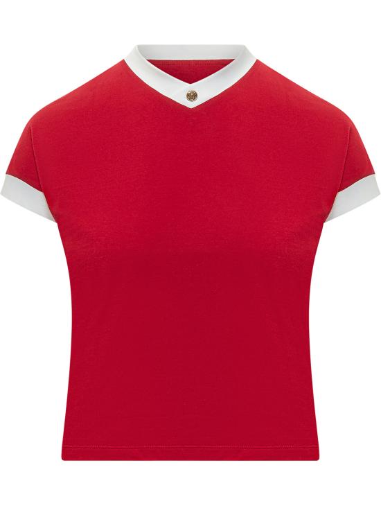 26SS 베르사체 반팔 티셔츠 10236971A17894 2RC90 LIPSTICK RED WHITE