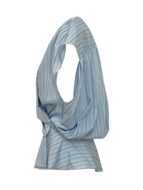 26SS 이로 반팔 티셔츠 26SWM16UTTOPIA MUL8126S BLUE LEFT BANK STRIPE - IRO