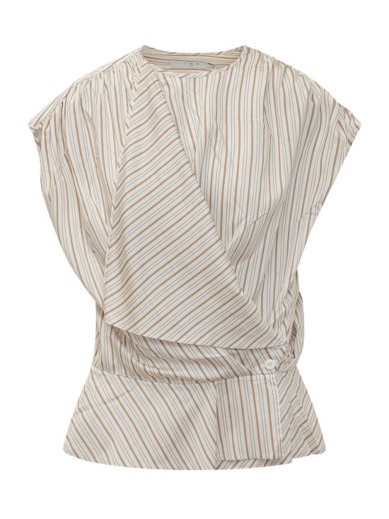 26SS 이로 반팔 티셔츠 26SWM16UTTOPIA MUL8226S BEIGE LEFT BANK STRIPE