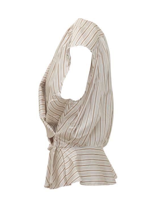 26SS 이로 반팔 티셔츠 26SWM16UTTOPIA MUL8226S BEIGE LEFT BANK STRIPE - IRO