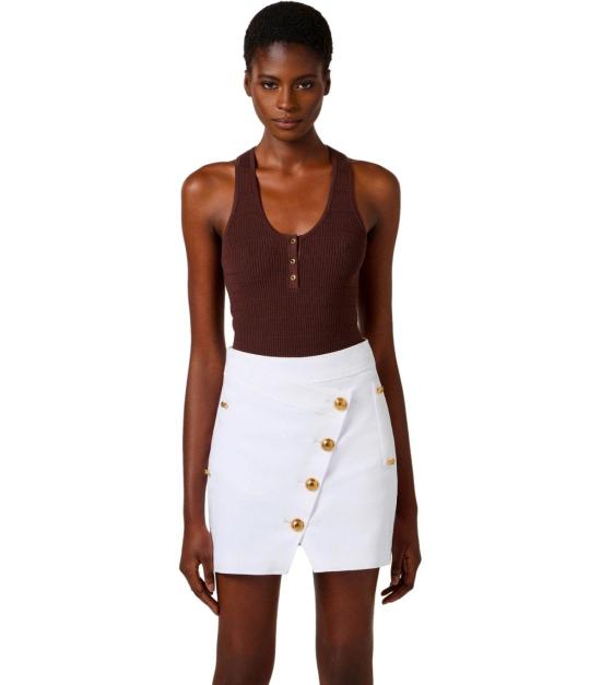 26SS 엘리자베타프랜치 민소매 티셔츠 TK75B61E2 644 40 Brown - ELISABETTA FRANCHI