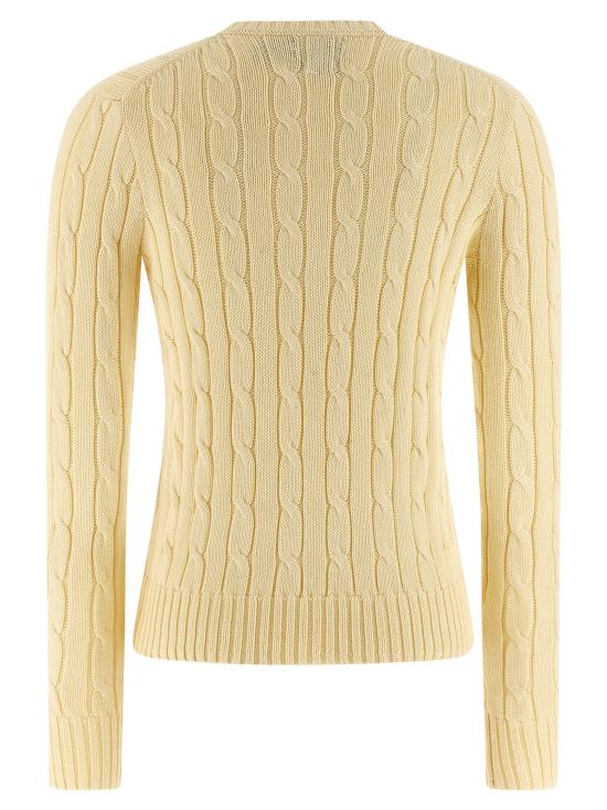 26SS 폴로 랄프로렌 포니로고 피마 코튼 케이블 니트 V넥 스웨터 211971870011 Yellow - POLO RALPH LAUREN