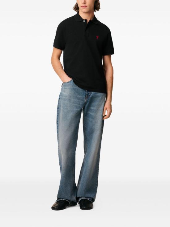 26SS 아미 스몰 하트 로고 폴로 셔츠 BFUPL001 760001 Black - AMI