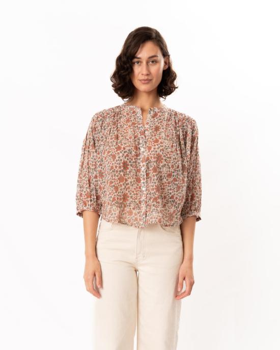  엠에이비이 긴팔 티셔츠 M.A.B.E 델라 프린트 L/S 탑 러스트/카키