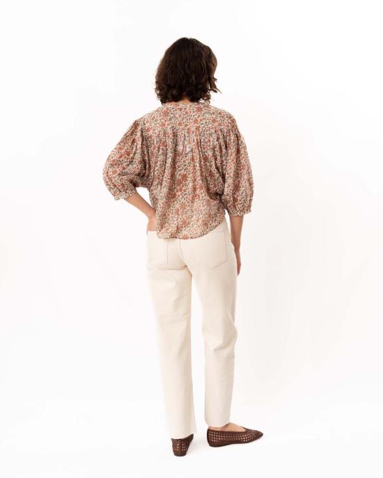  엠에이비이 긴팔 티셔츠 M.A.B.E 델라 프린트 L/S 탑 러스트/카키 - M.A.B.E